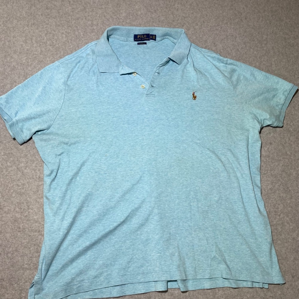 Polo Ralph Lauren Mens XL Classic Fit Heather Blue‎ Short Sleeve Polo Shirt